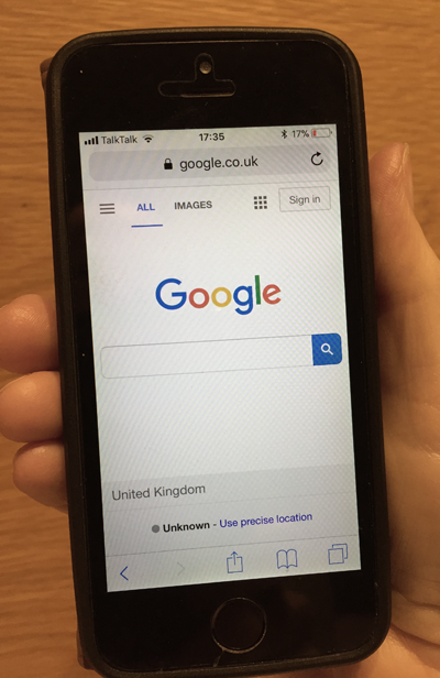 Google search on a mobile phone