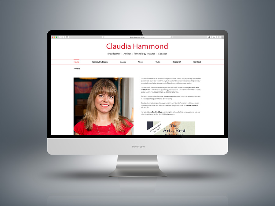 Claudia Hammond's website on a computer screen