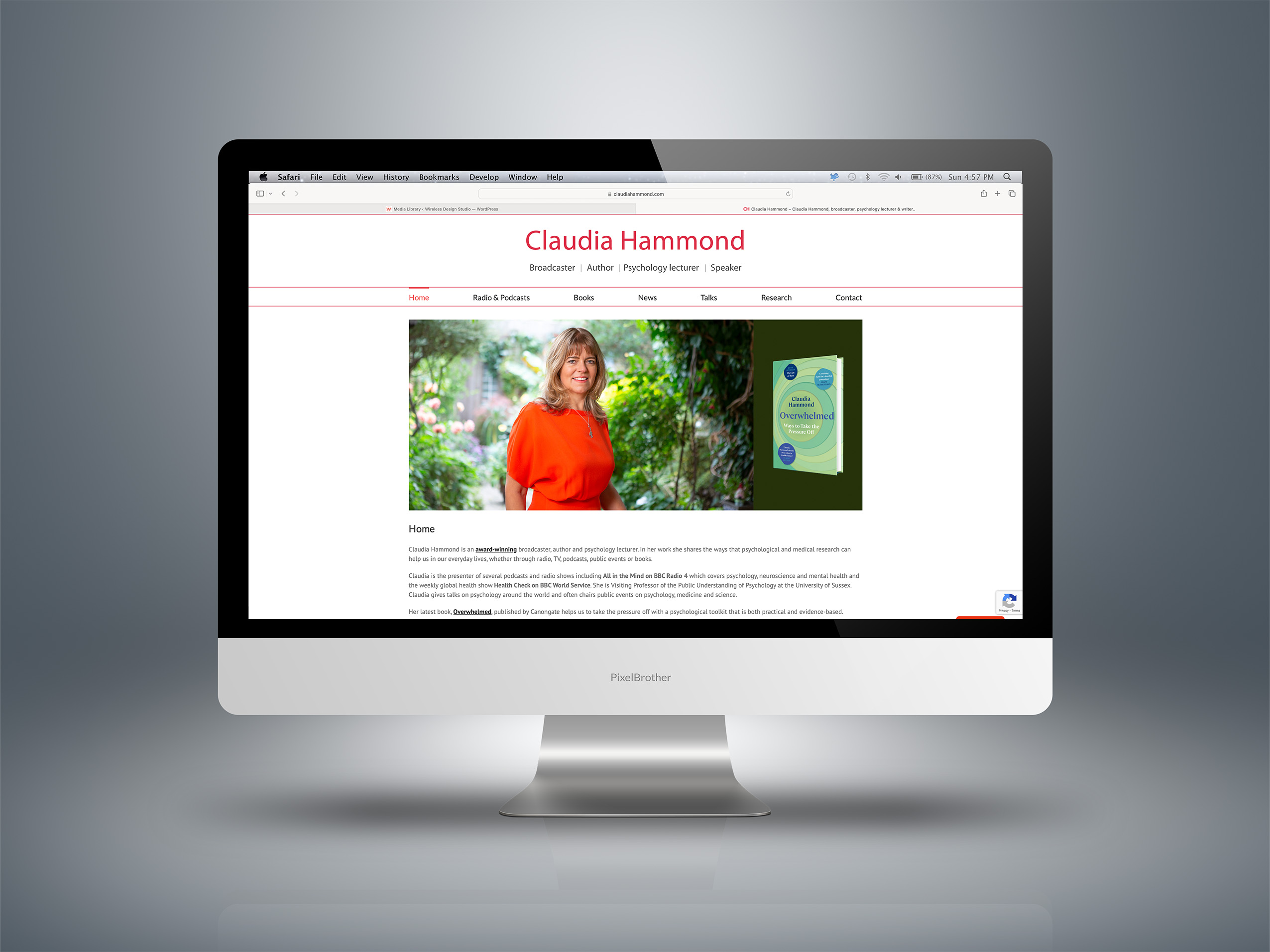 Claudia Hammond's website on a computer screen